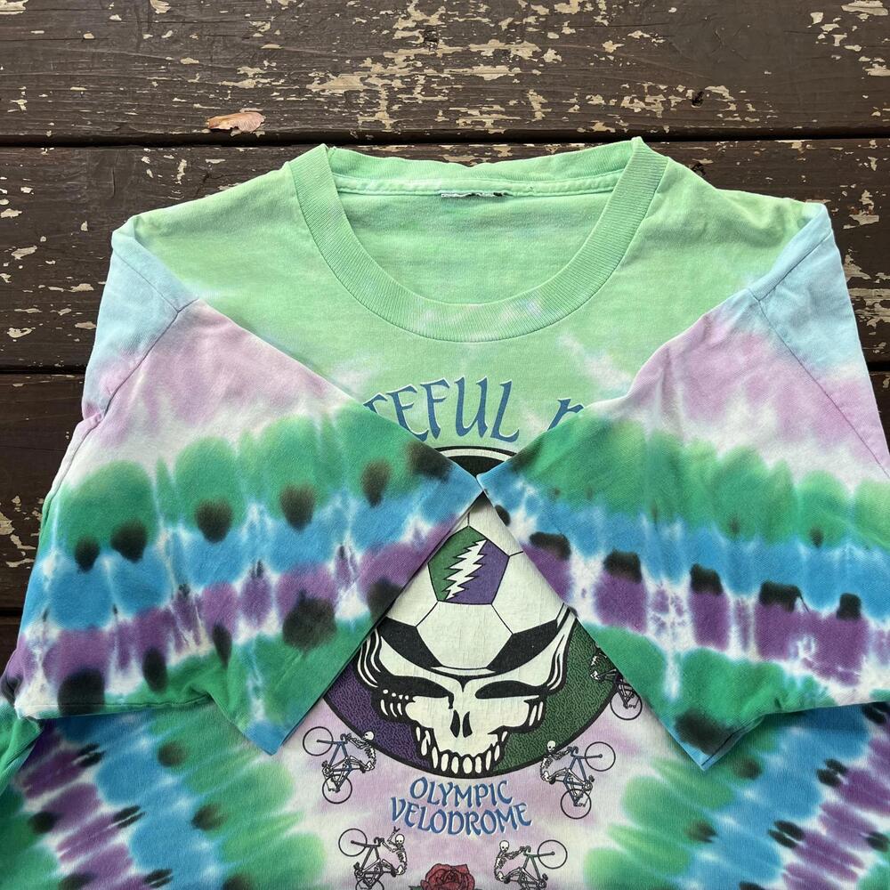 (XL) Vintage 90s (1990) Grateful Dead Olympic Velodrome Skull Soccer T-Shirt Dye - Picture 6 of 8